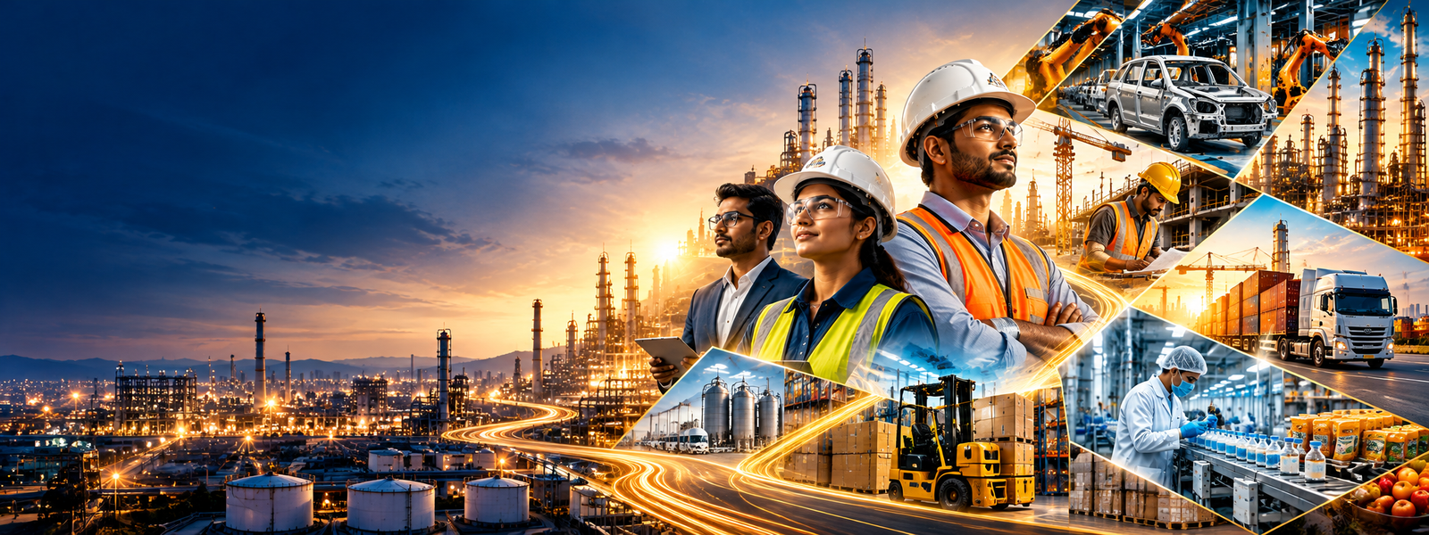 Engineering and industry at sunrise